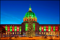 City Hall San Francisco christmas lighting